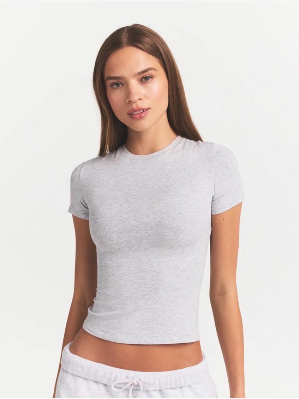 NWT SKIMS cotton jersey t-shirt light heather grey XL